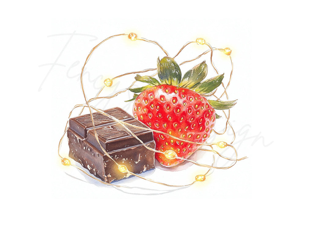 Strawberry and Chocolate with Lights Clipart Bundle