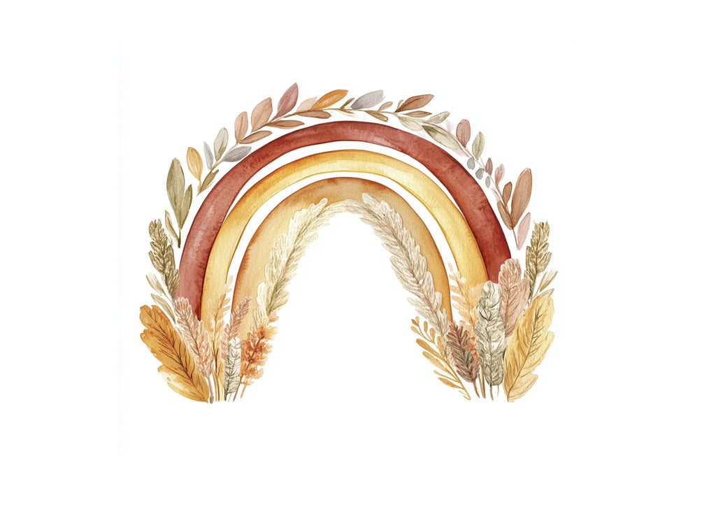 Autumn Floral Rainbow Clipart Bundle