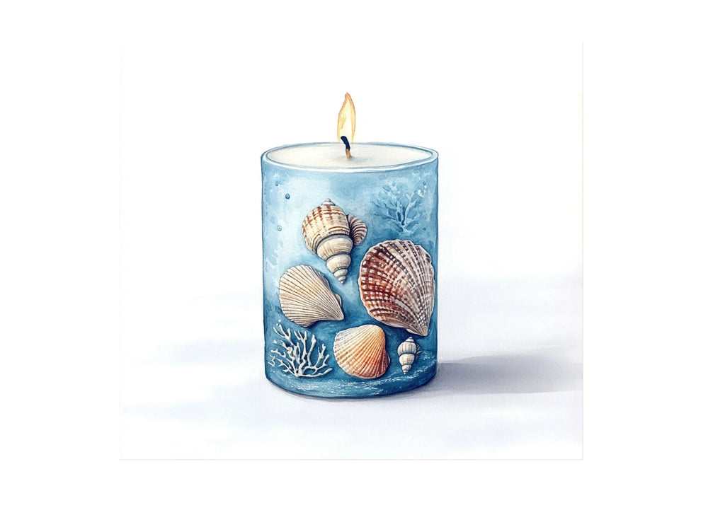 Coastal Seashell Candles Clipart Bundle