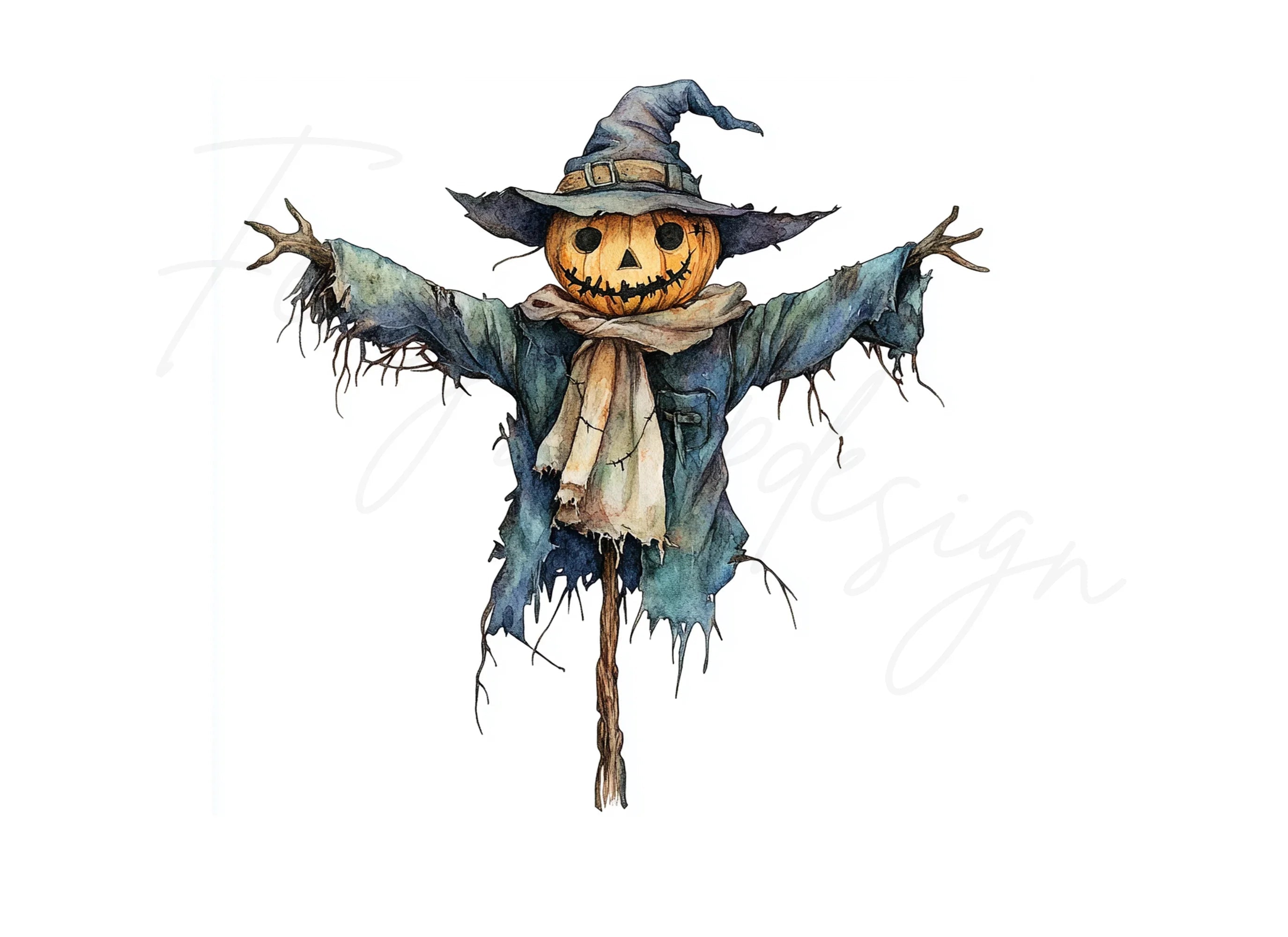 Cute Scarecrow Halloween Clipart Bundle