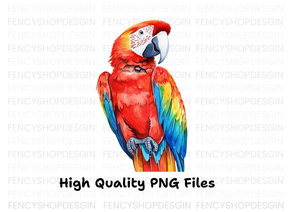 Vibrant Scarlet Macaw Parrot Clipart Bundle