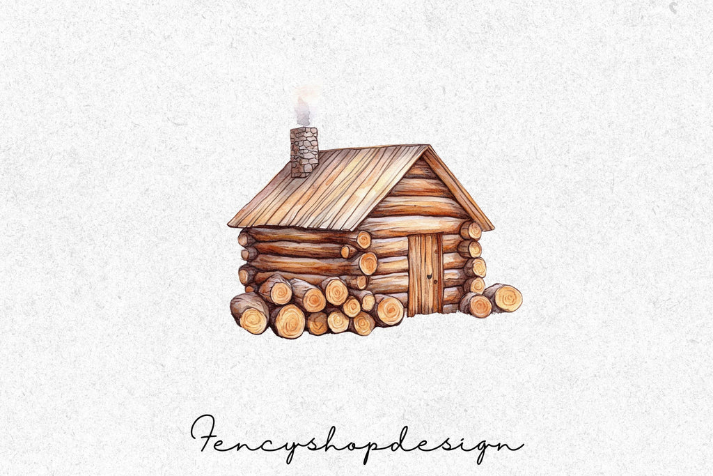 Rustic Log Cabin Clipart Bundle