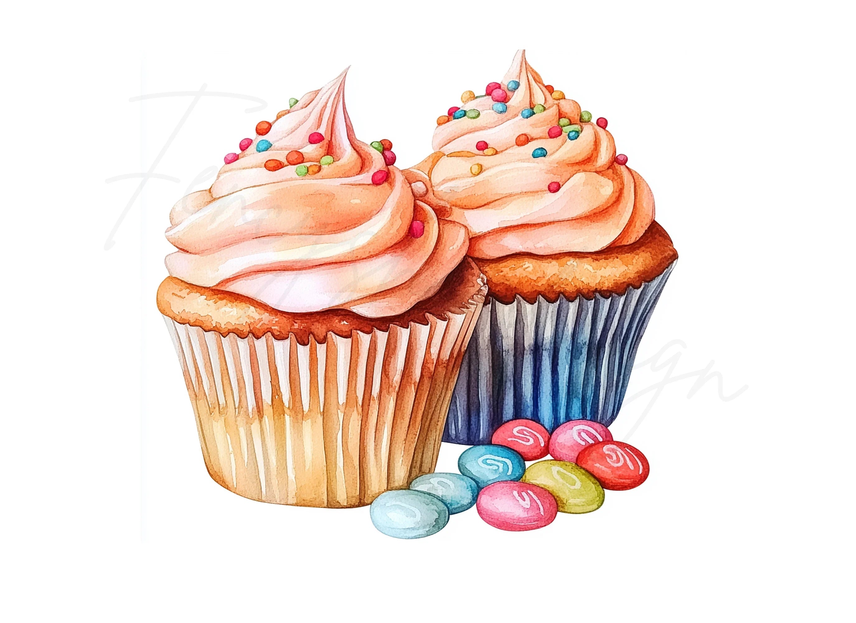 Vibrant Cupcake with Sprinkles Clipart Bundle