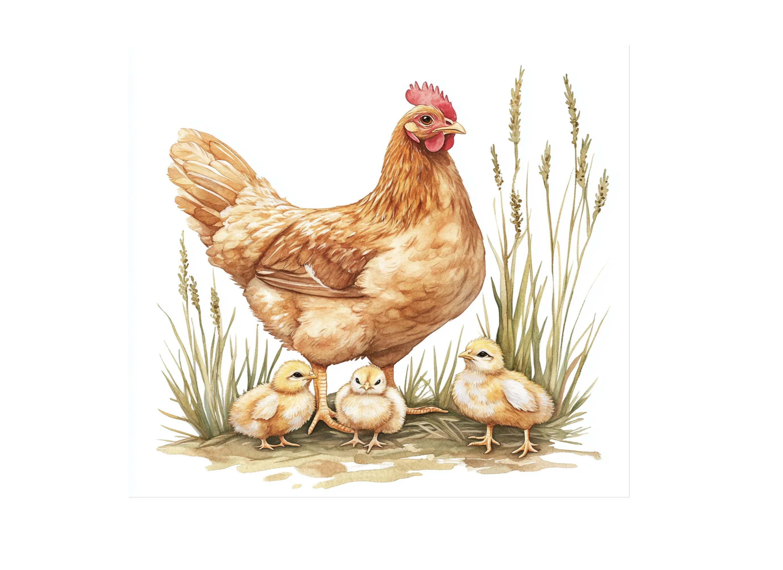 Cute Farm Animal Hen Chicks Clipart Bundle