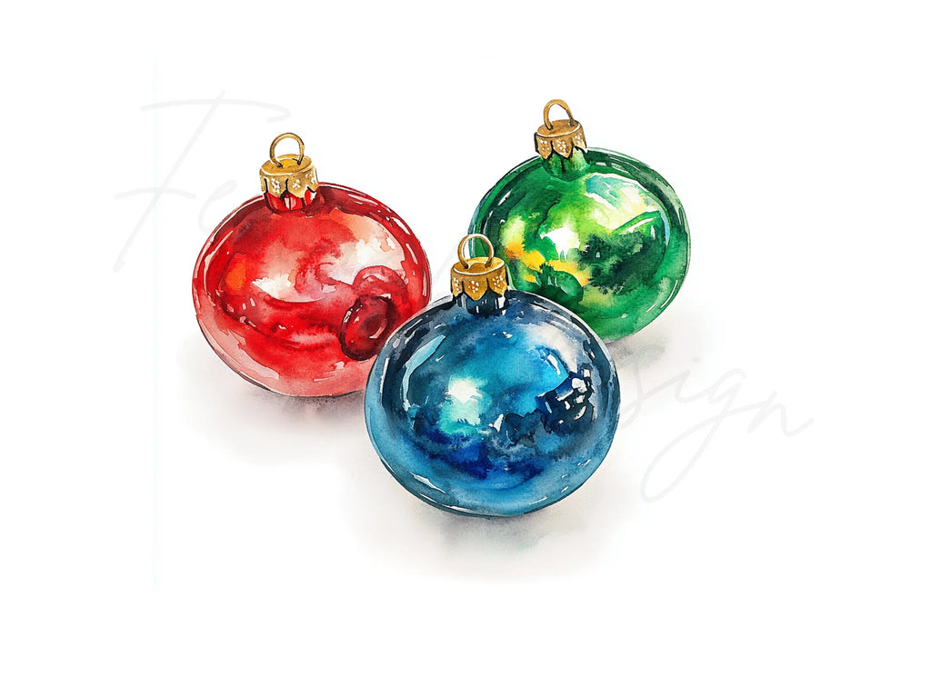 Vibrant Christmas Ornaments Clipart Bundle