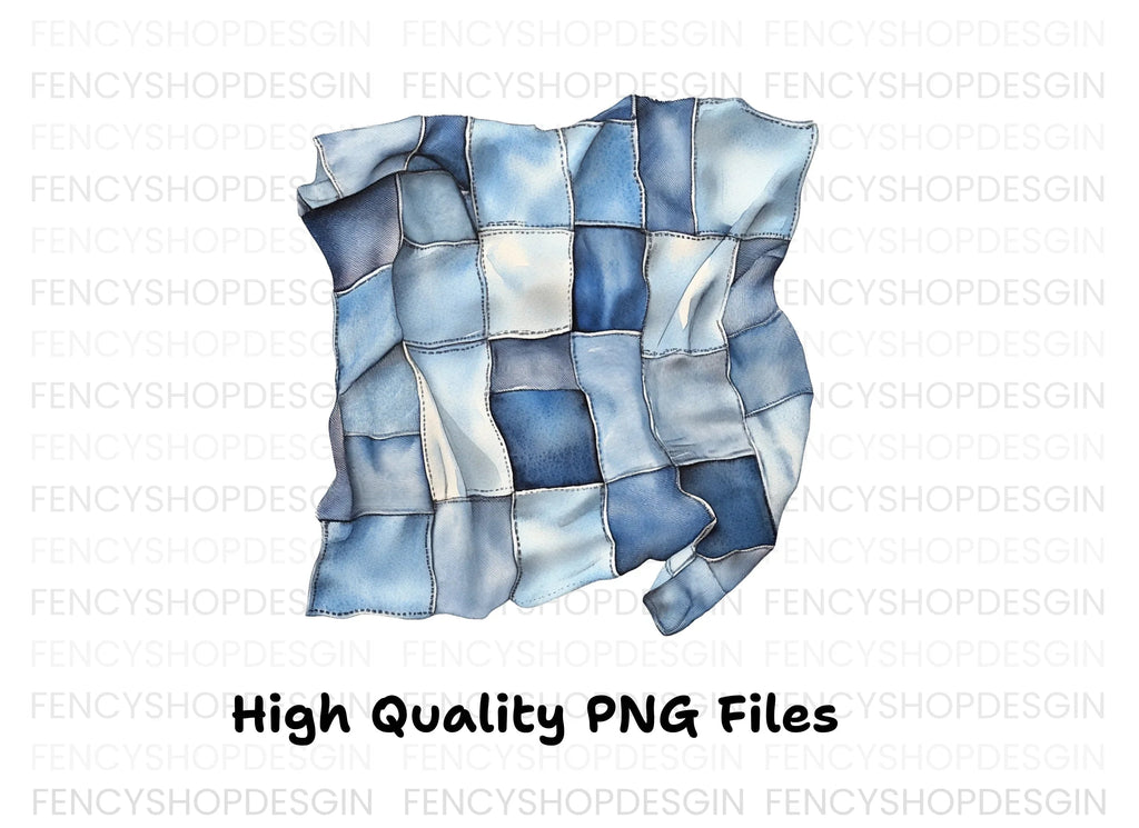 Denim Patchwork Quilt Clipart Bundle