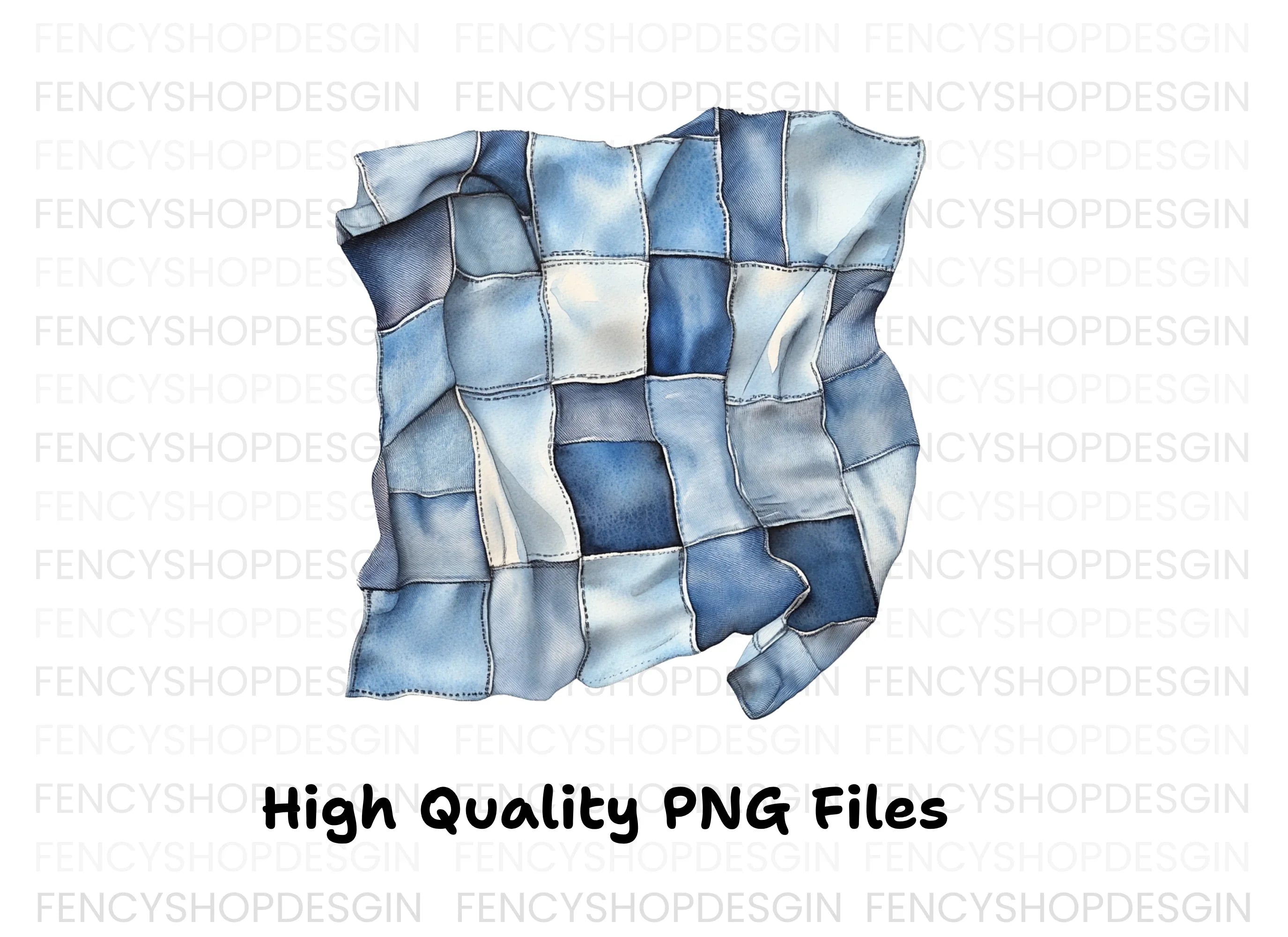Denim Patchwork Quilt Clipart Bundle