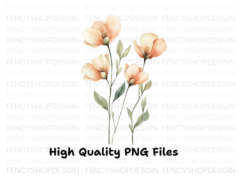 Graceful Orange Floral Clipart Bundle