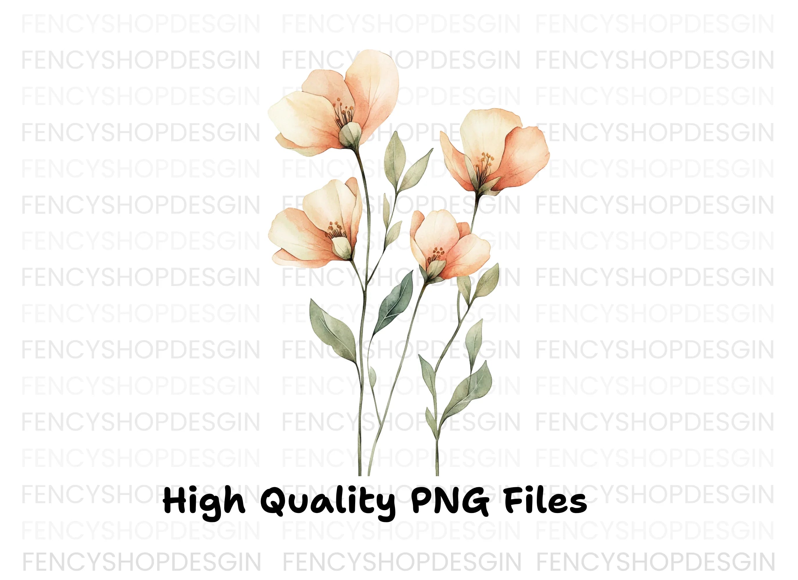 Graceful Orange Floral Clipart Bundle