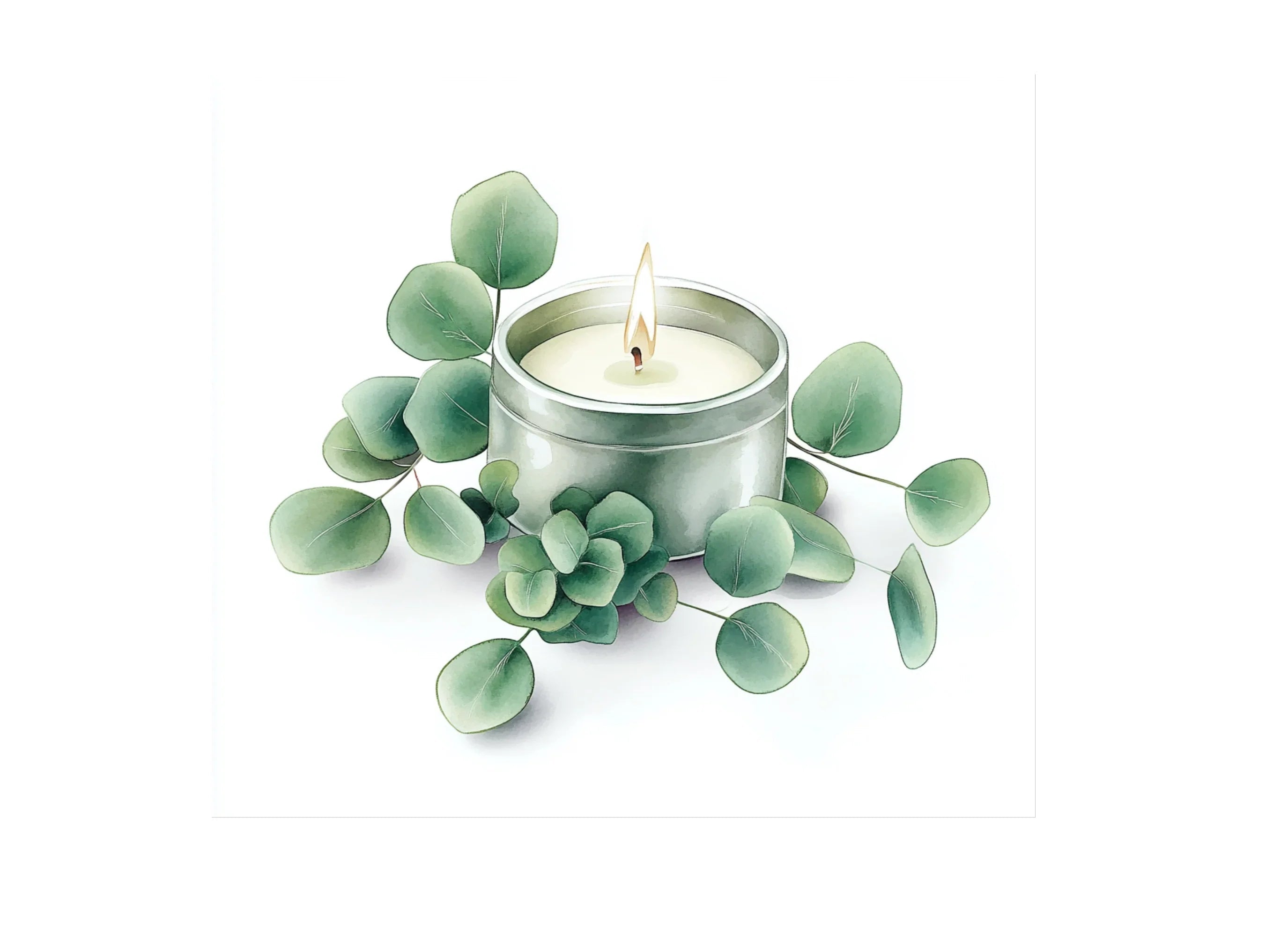 Blue Eucalyptus Candle Clipart Bundle