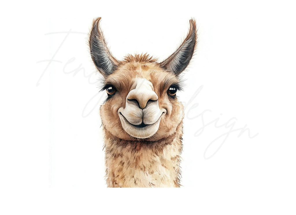 Cute Llama Faces Clipart Bundle