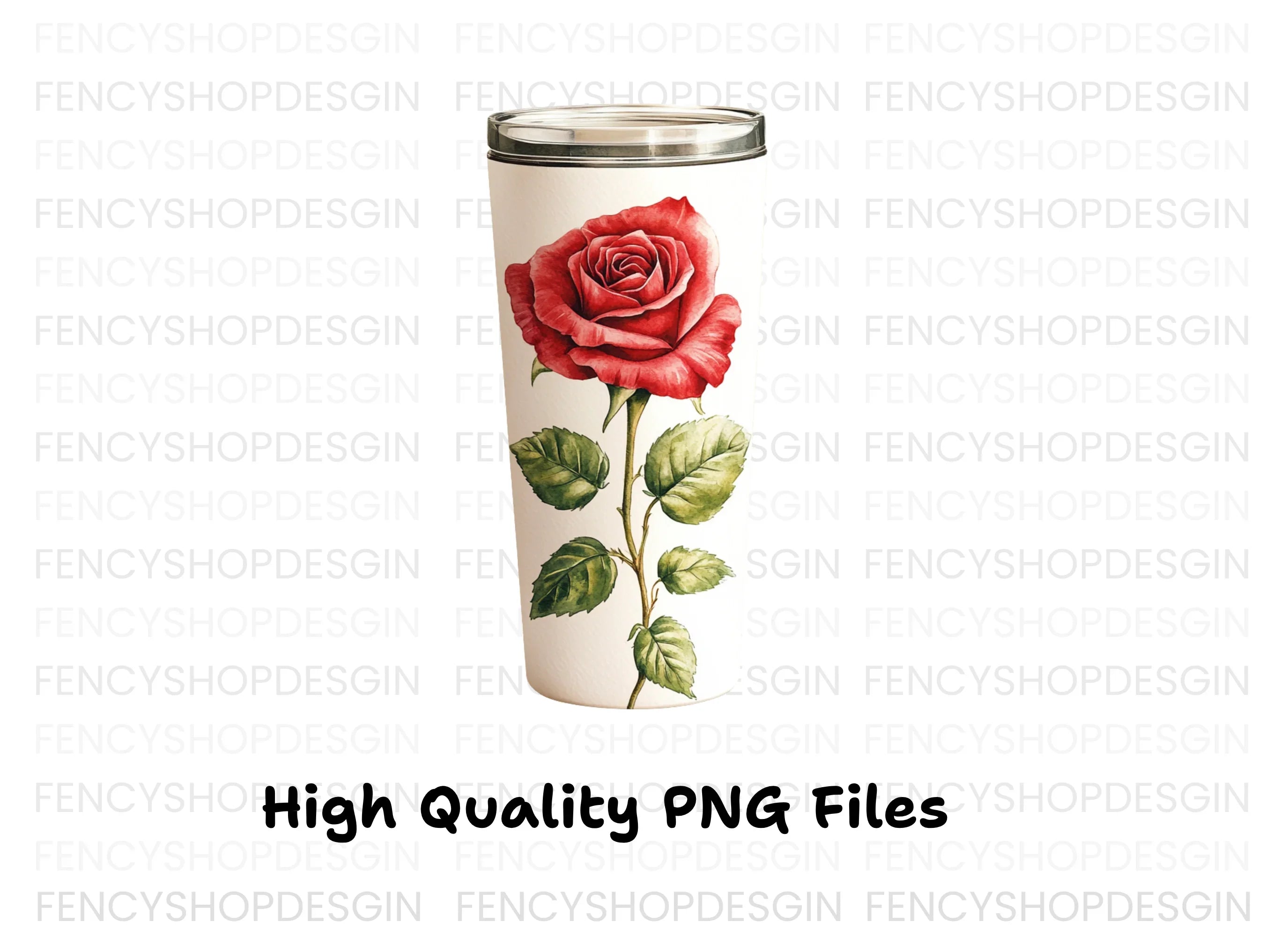 Red Rose Tumbler Clipart Bundle