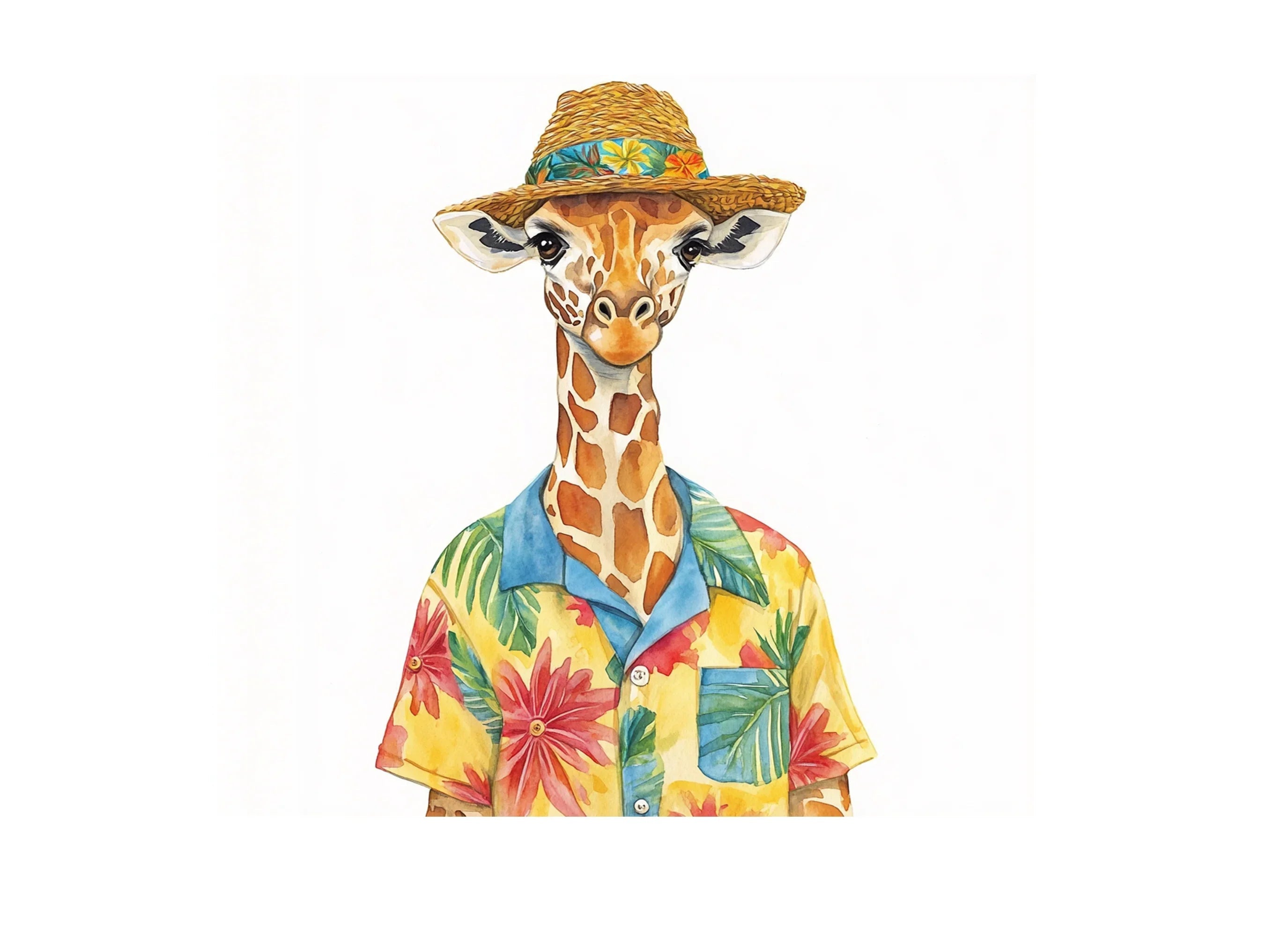 Giraffes in Hawaiian Shirts Clipart Bundle
