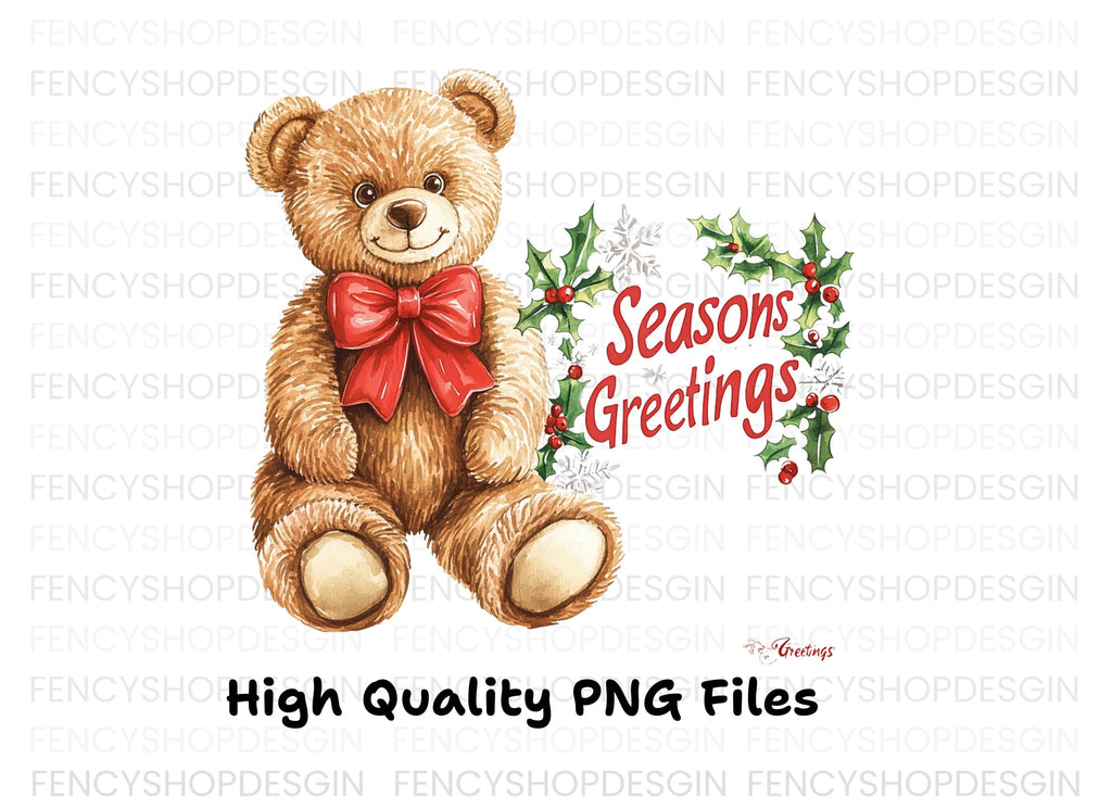 Cute Teddy Bear Christmas Clipart Bundle