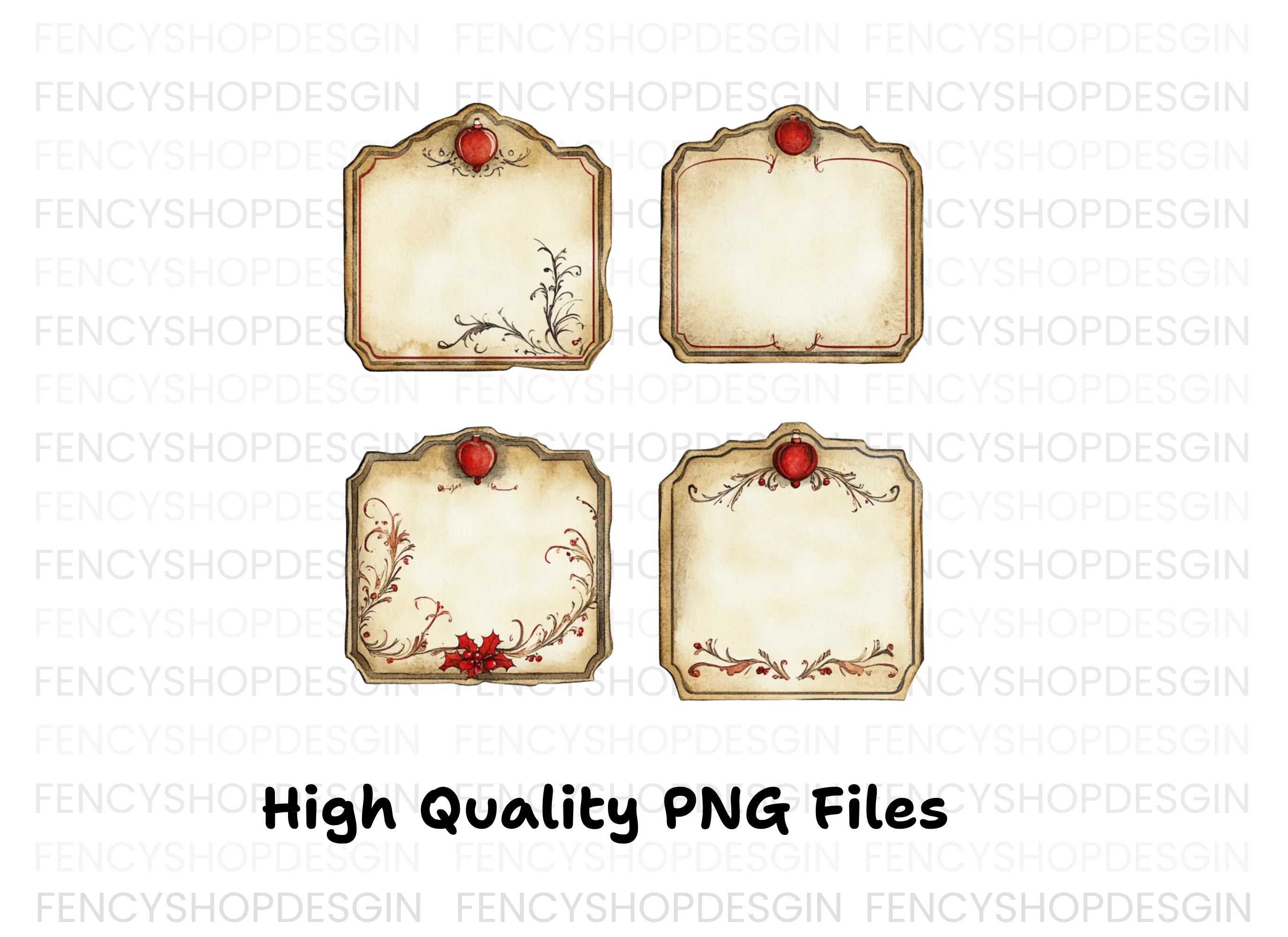 Vintage Christmas Labels Clipart Bundle