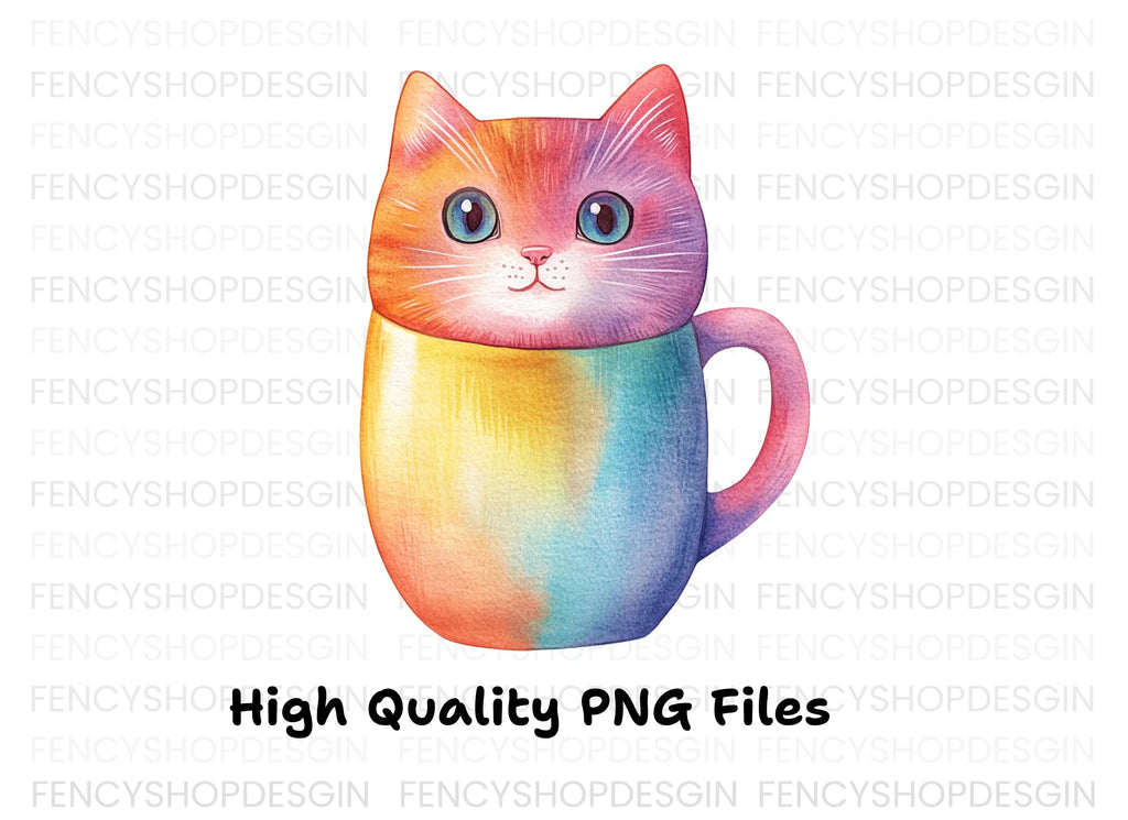 Vibrant Rainbow Cat Clipart Bundle