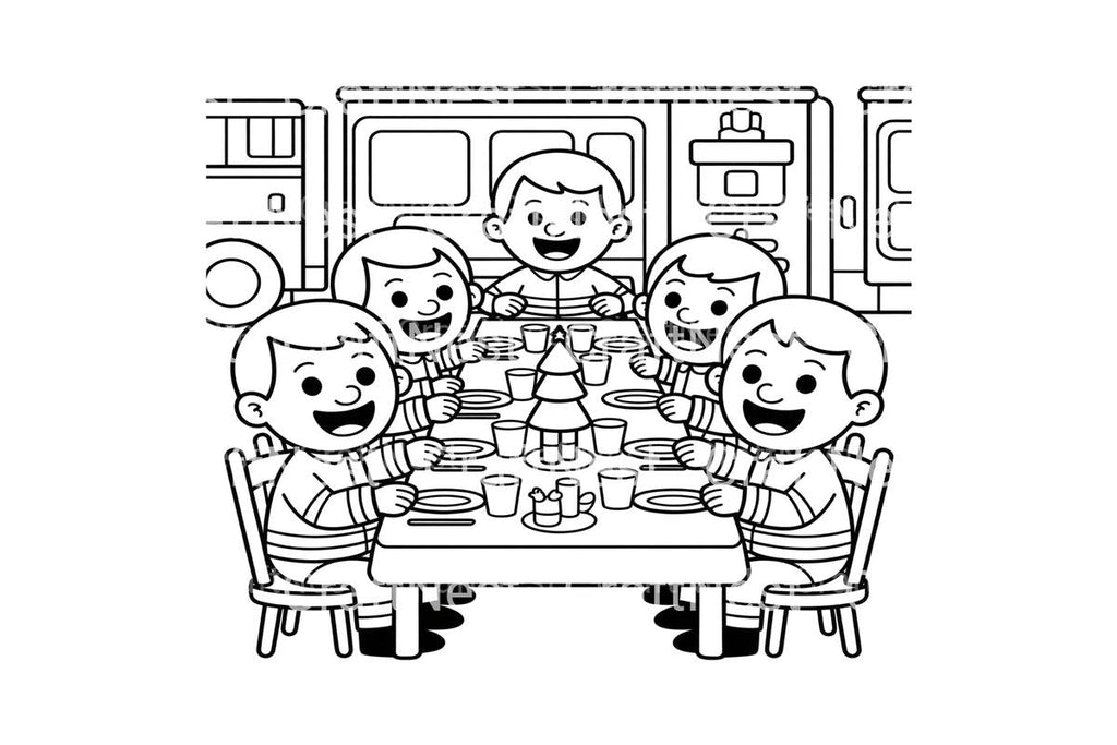 Firefighters Christmas Dinner Coloring Books