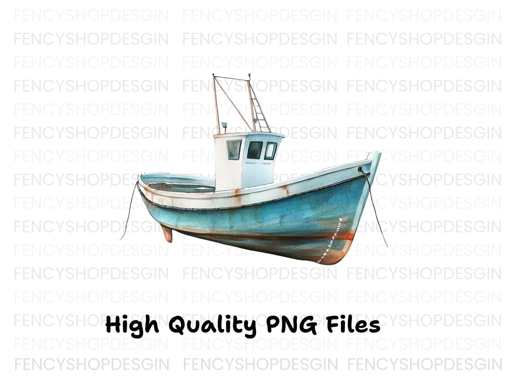 Fishing Boat Illustration Clipart Bundle