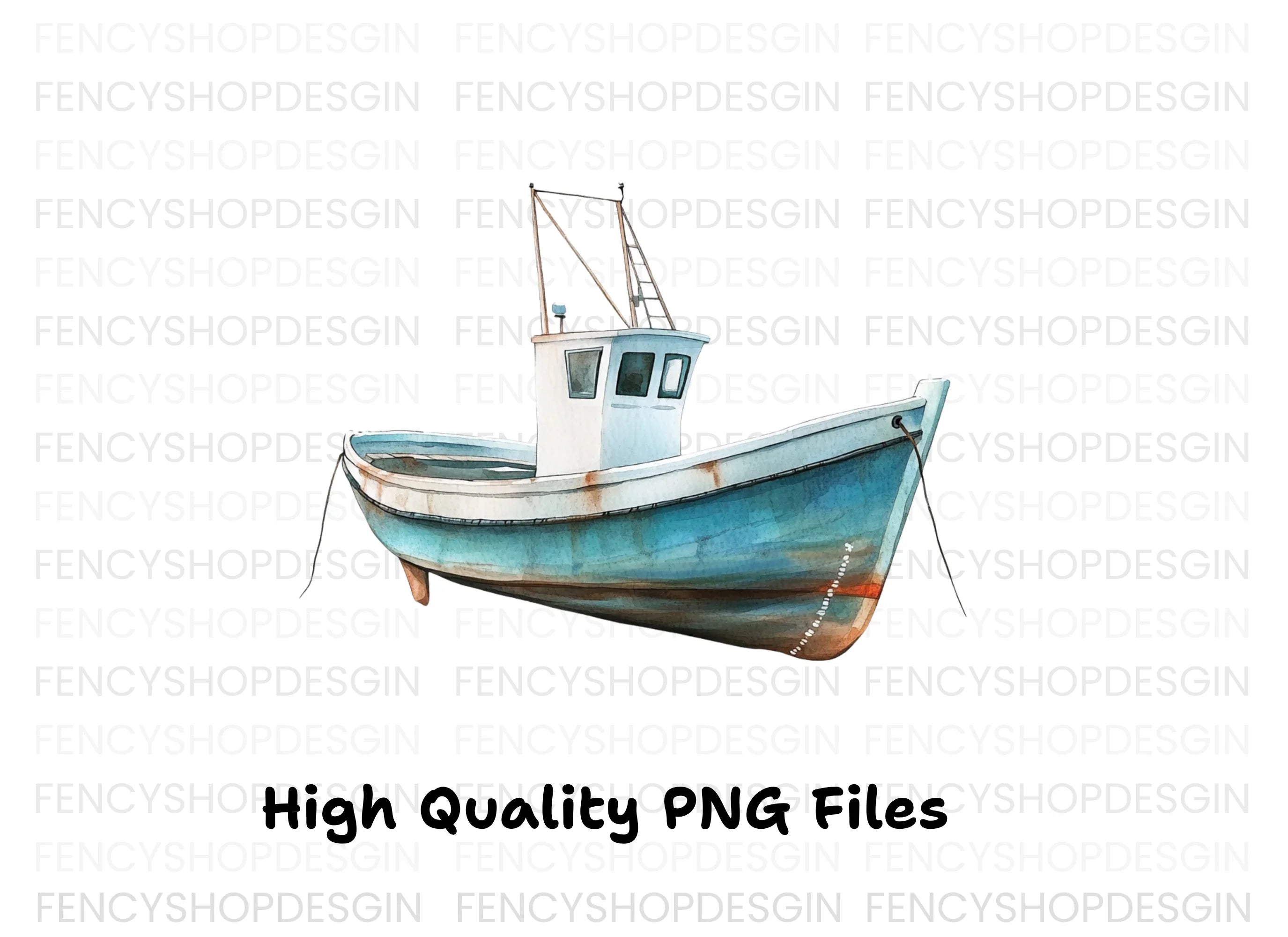 Fishing Boat Illustration Clipart Bundle