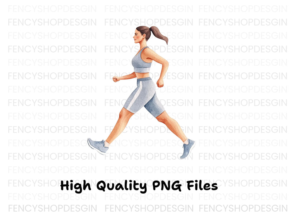 Fitness Woman Running Clipart Bundle