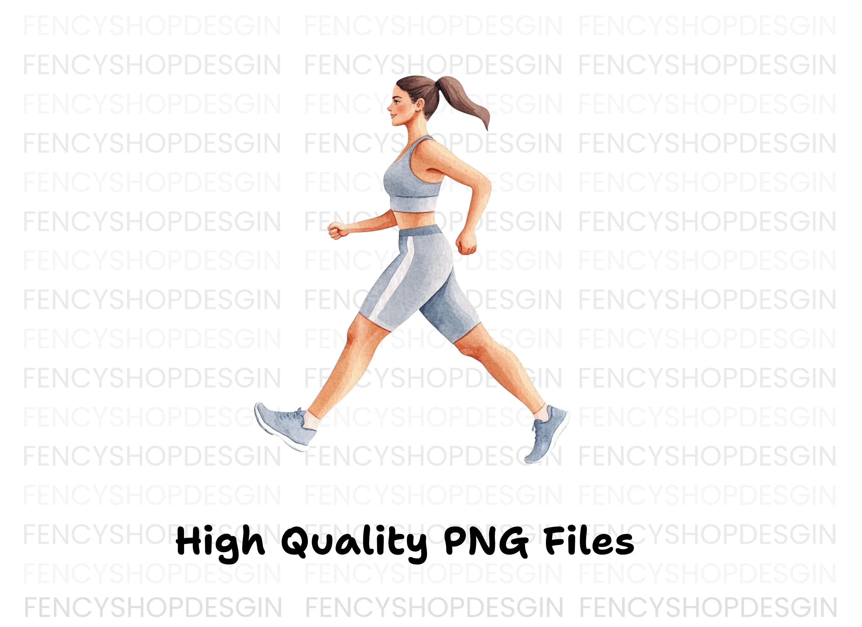 Fitness Woman Running Clipart Bundle