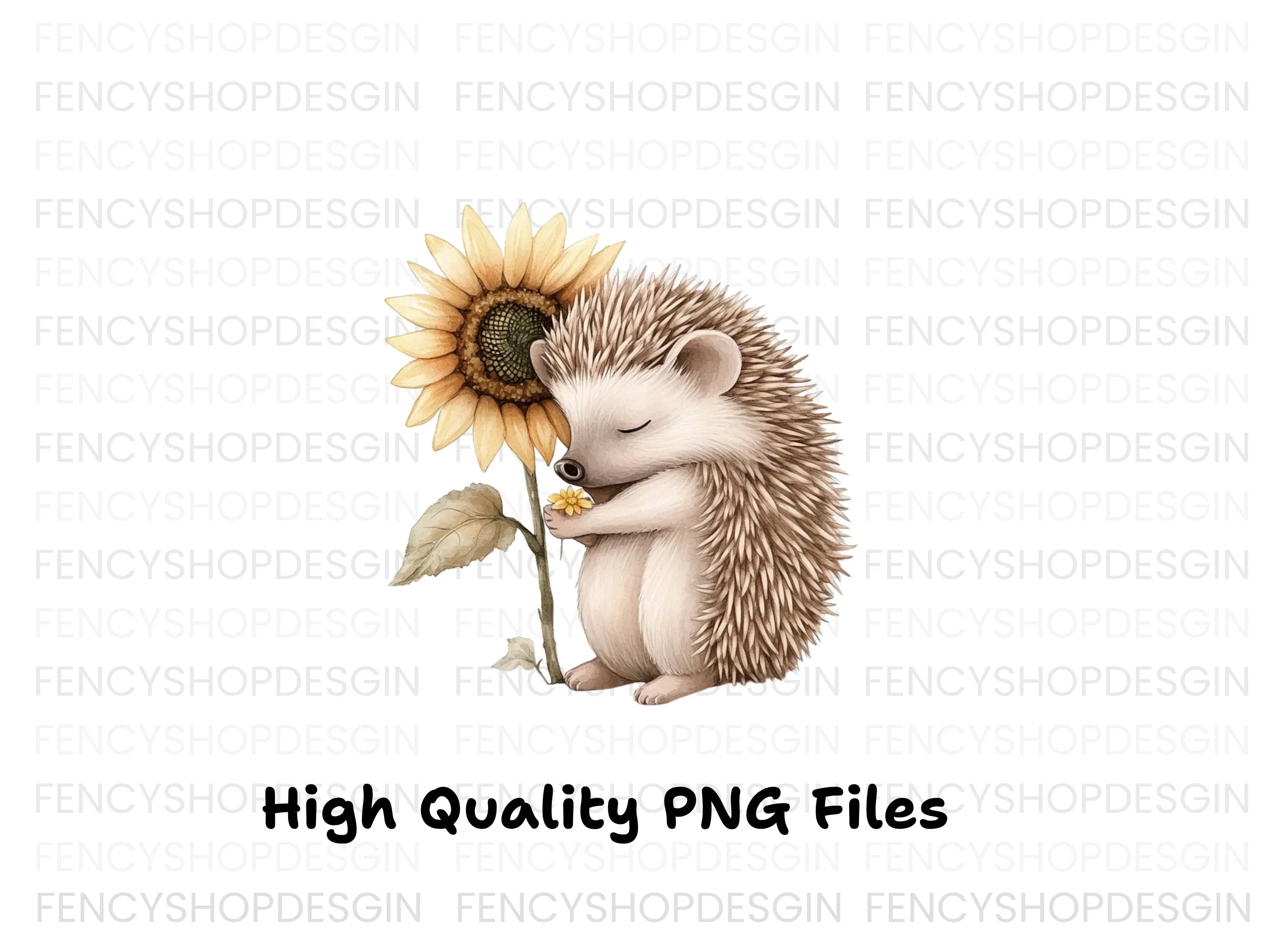Cute Hedgehog Sleeping with Sunflower Clipart Bundle