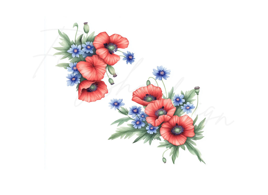 Poppy Cornflower Corners Clipart Bundle