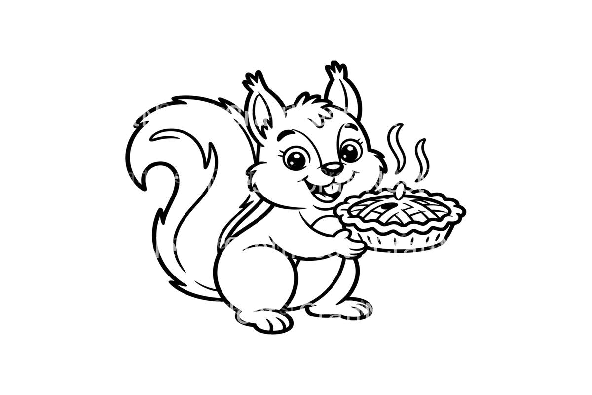 Squirrel with Pie Coloring Books