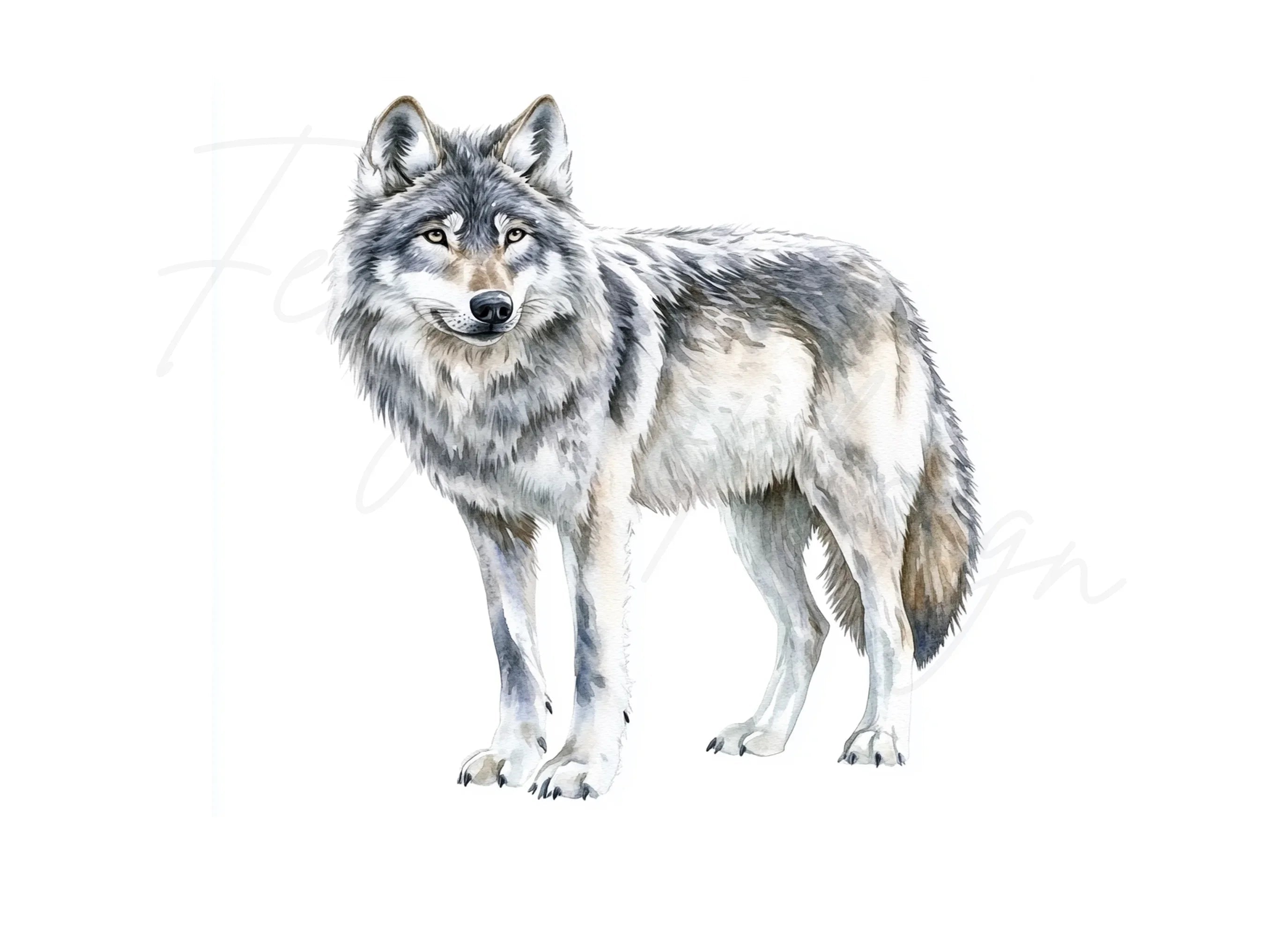 Majestic Gray Wolf Clipart Bundle