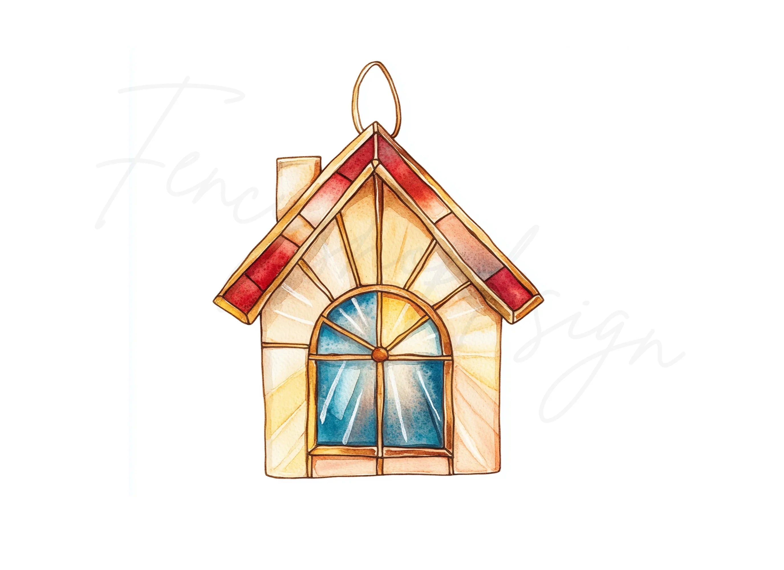 Stained Glass House Lanterns Clipart Bundle