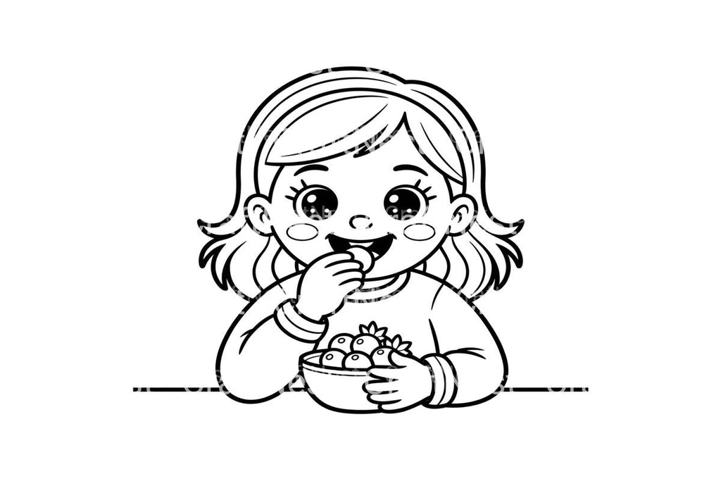 Kids Eating Healthy Fruits Coloring Books