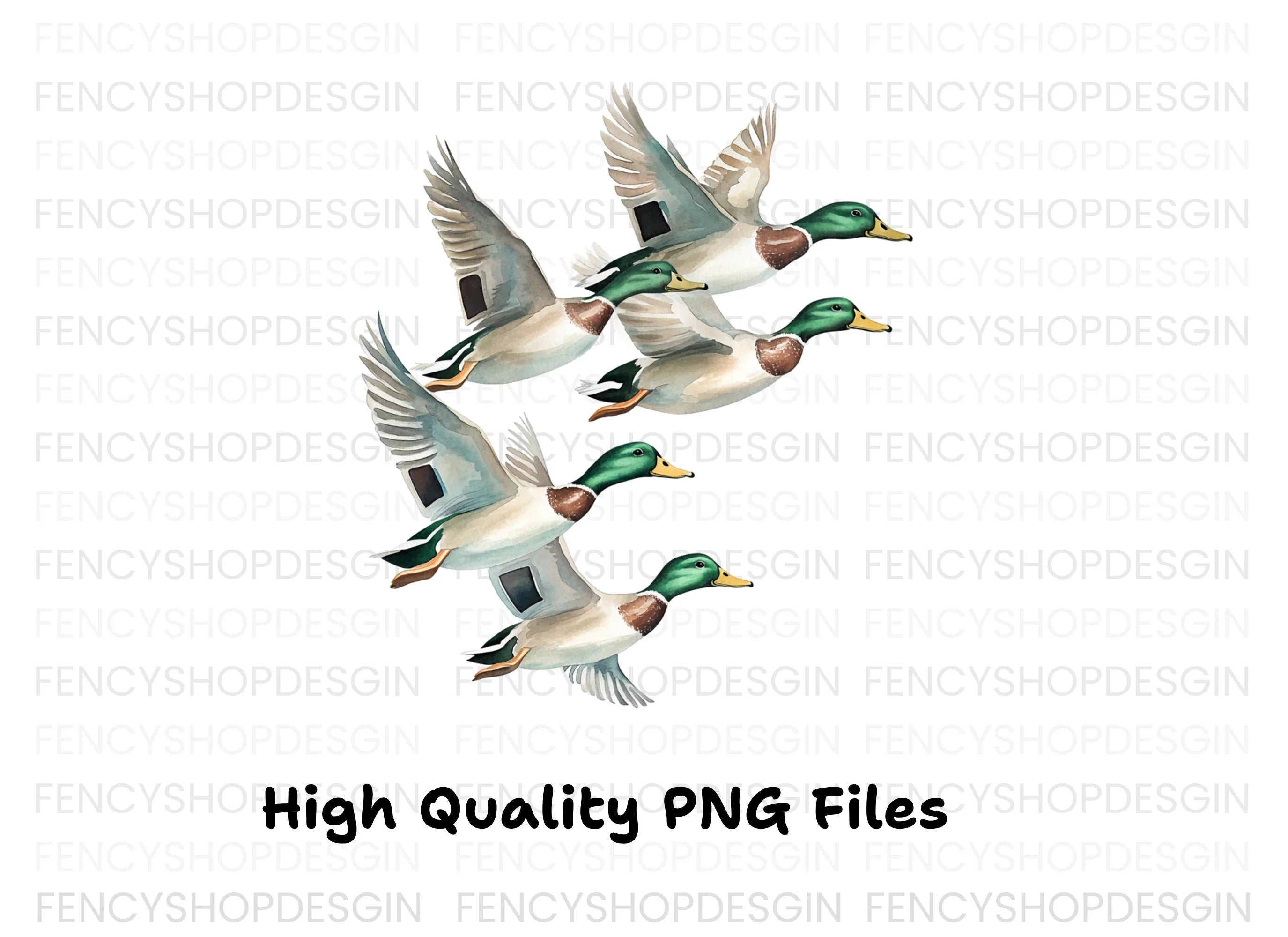 Flying Mallard Ducks Clipart Bundle
