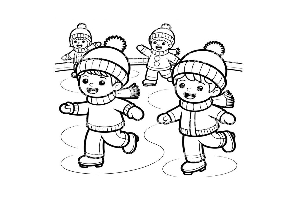 Happy Kids Ice Skating Coloring Books