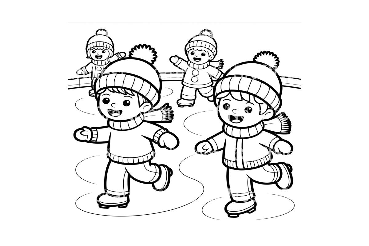Happy Kids Ice Skating Coloring Books