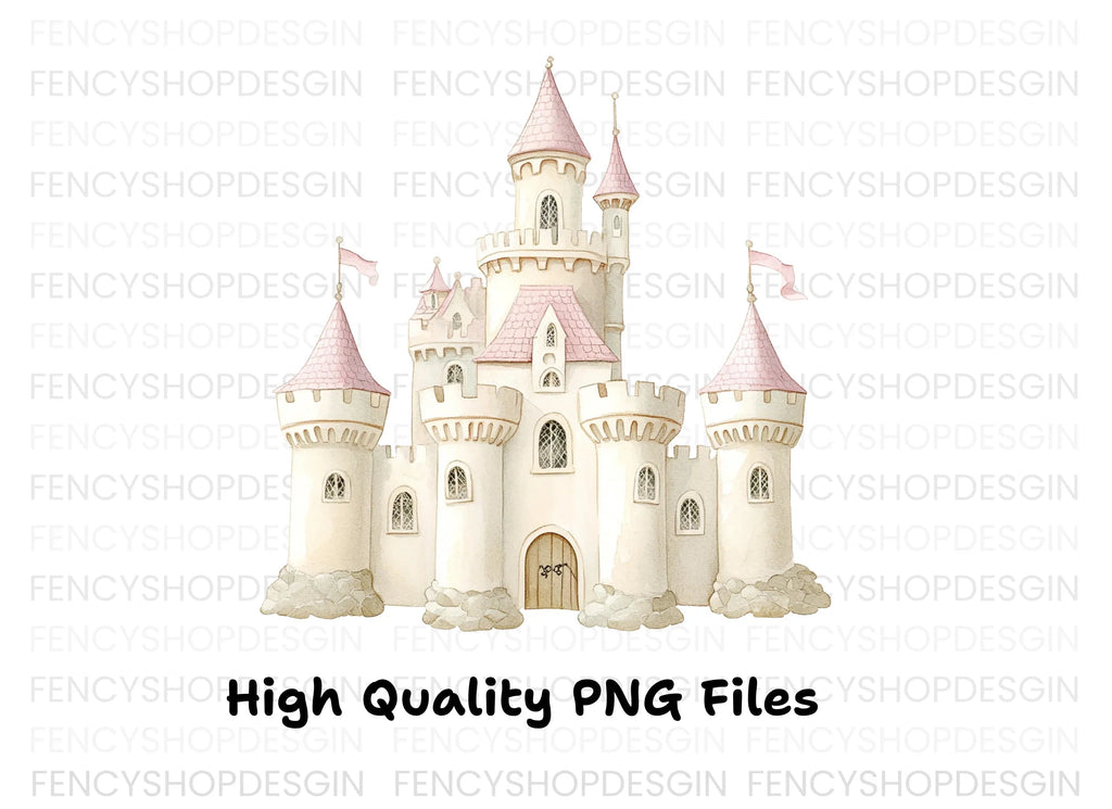 Pink Princess Castle Clipart Bundle