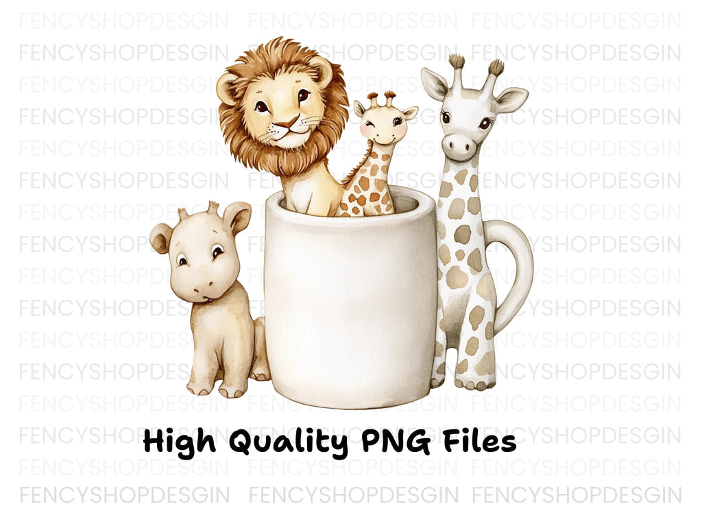 Cute Safari Animals Clipart Bundle