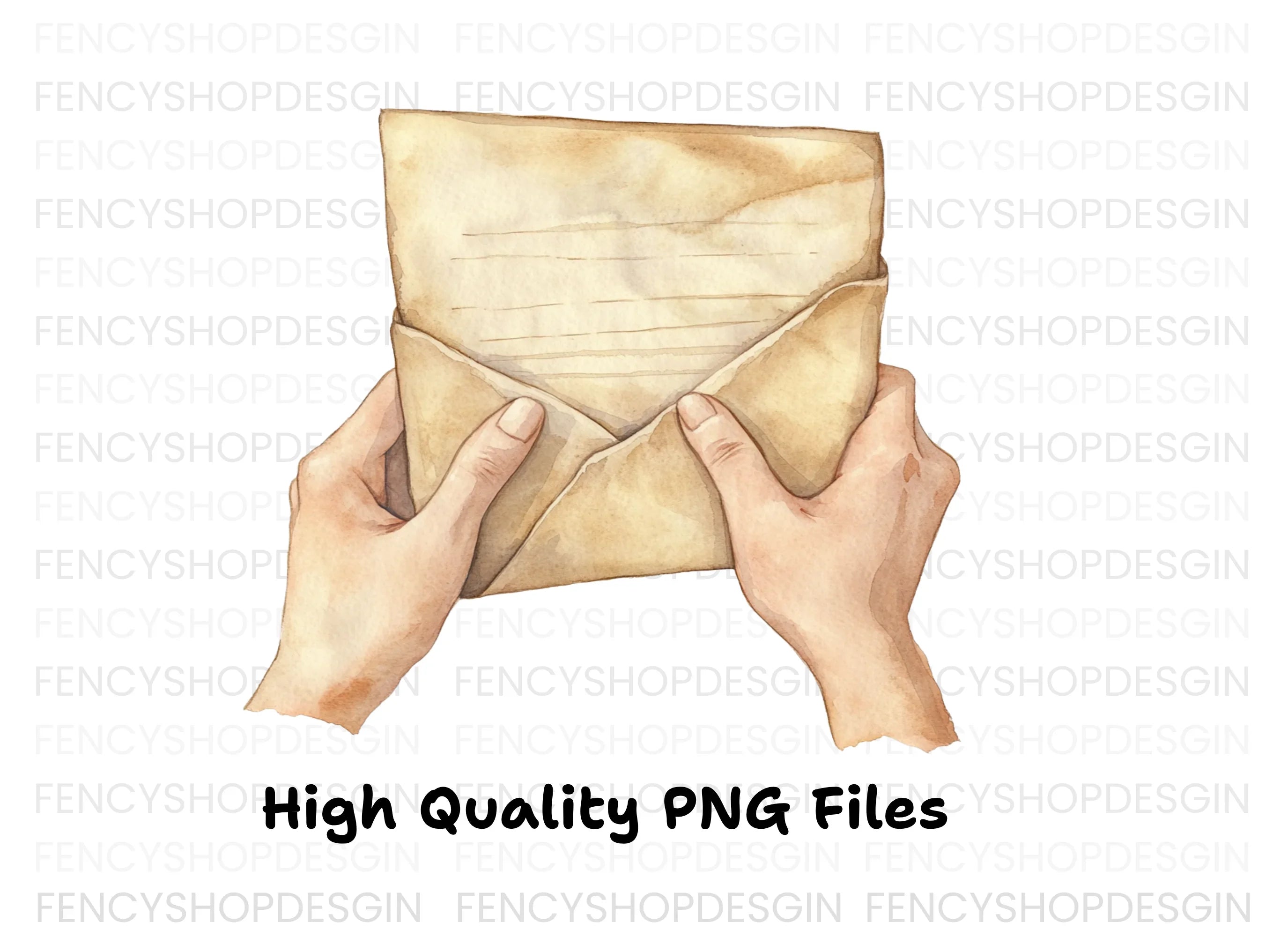 Vintage Hands Holding Old Letter Clipart Bundle