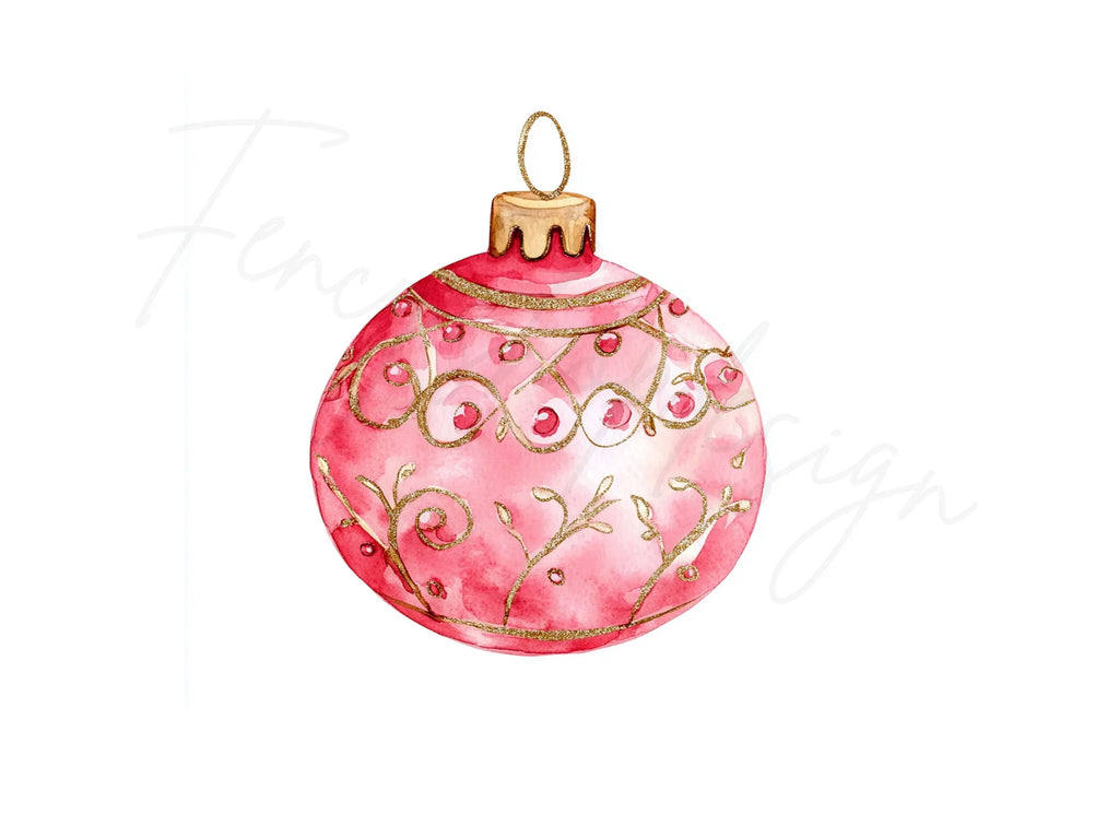 Pink Gold Christmas Baubles Clipart Bundle