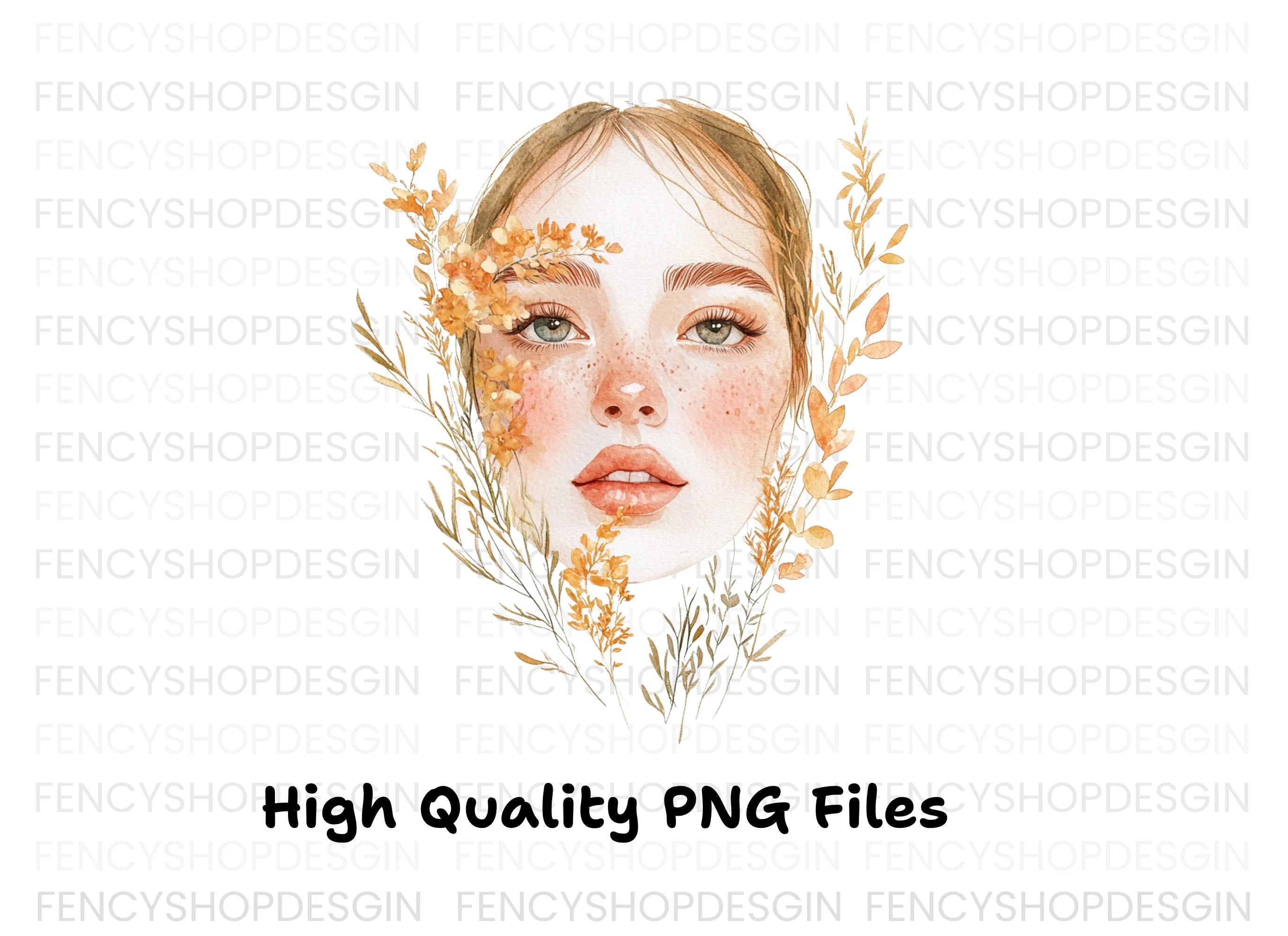 Autumn Flowers Woman Face Clipart Bundle