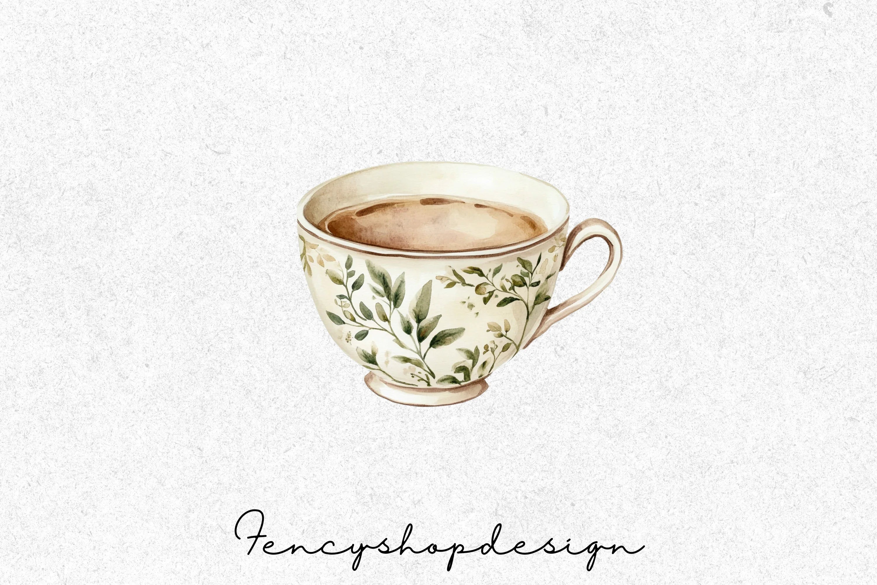 Floral Teacups Clipart Bundle