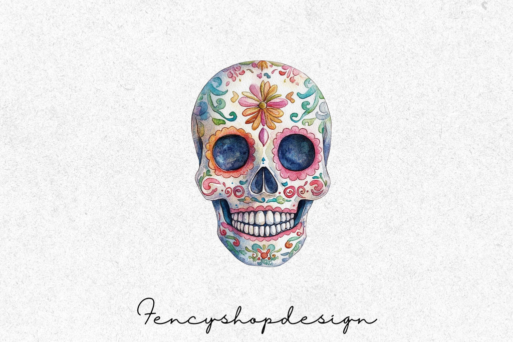Colorful Sugar Skull Clipart Bundle