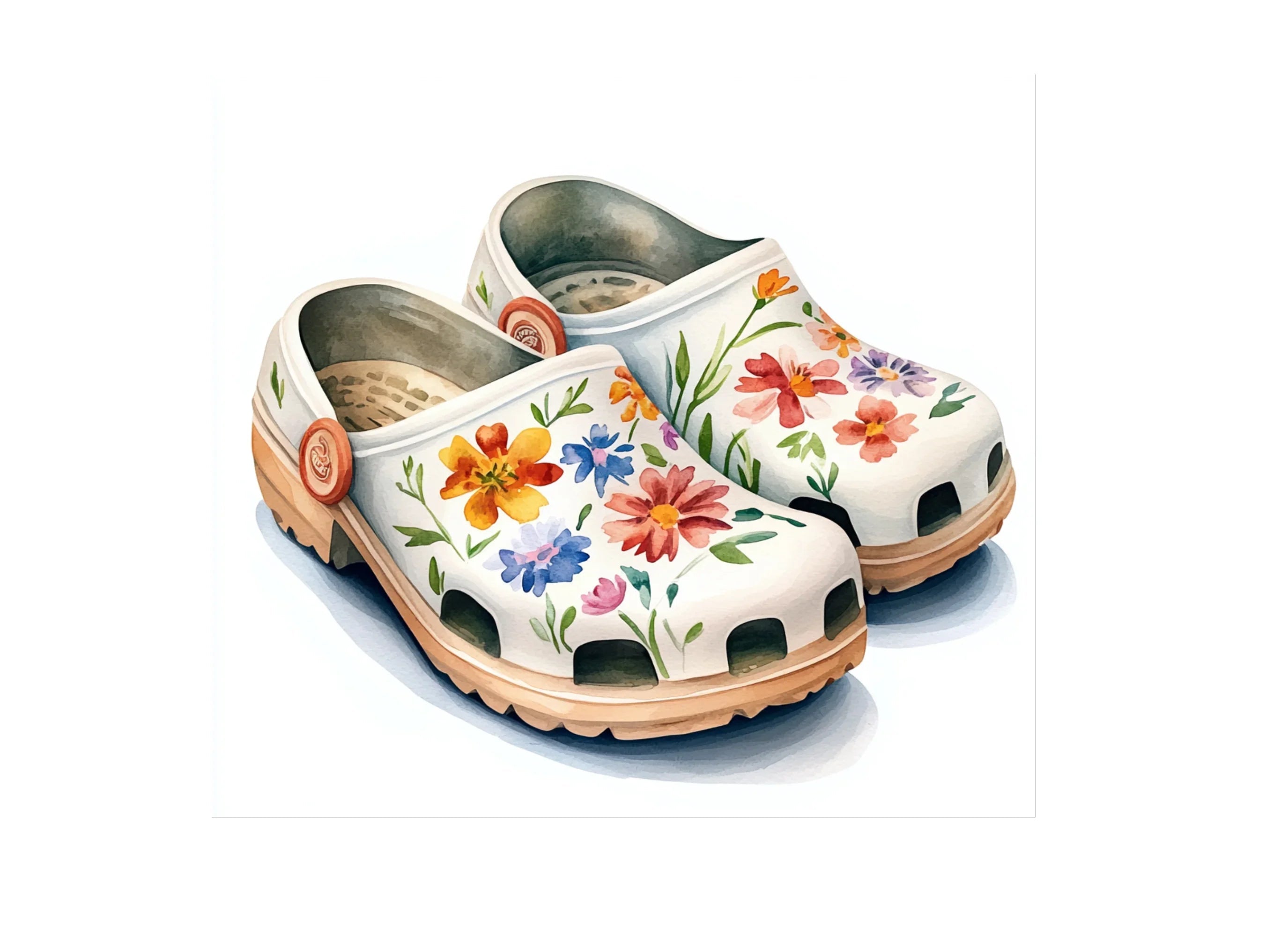 Floral Garden Clogs Clipart Bundle