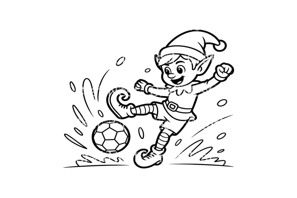 Dynamic Elf Soccer Action Coloring Books