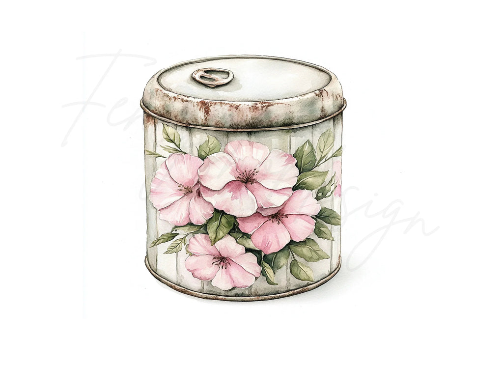 Shabby Chic Floral Canister Clipart Bundle