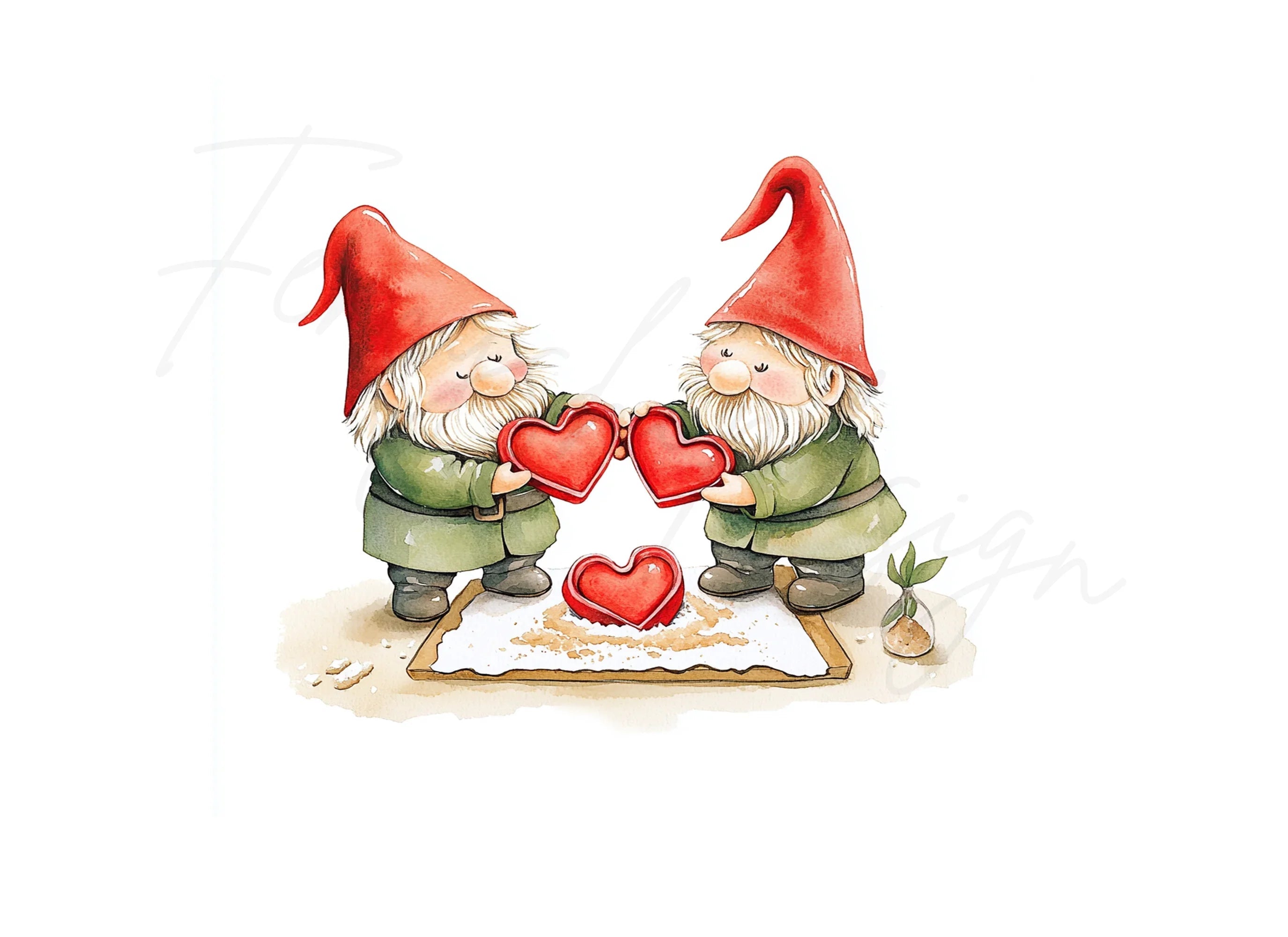 Baking Gnomes with Hearts Clipart Bundle
