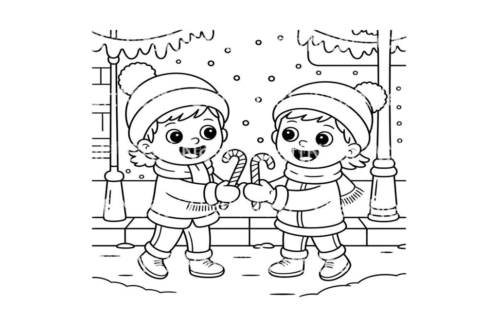 Winter Candy Cane Sharing Coloring Books
