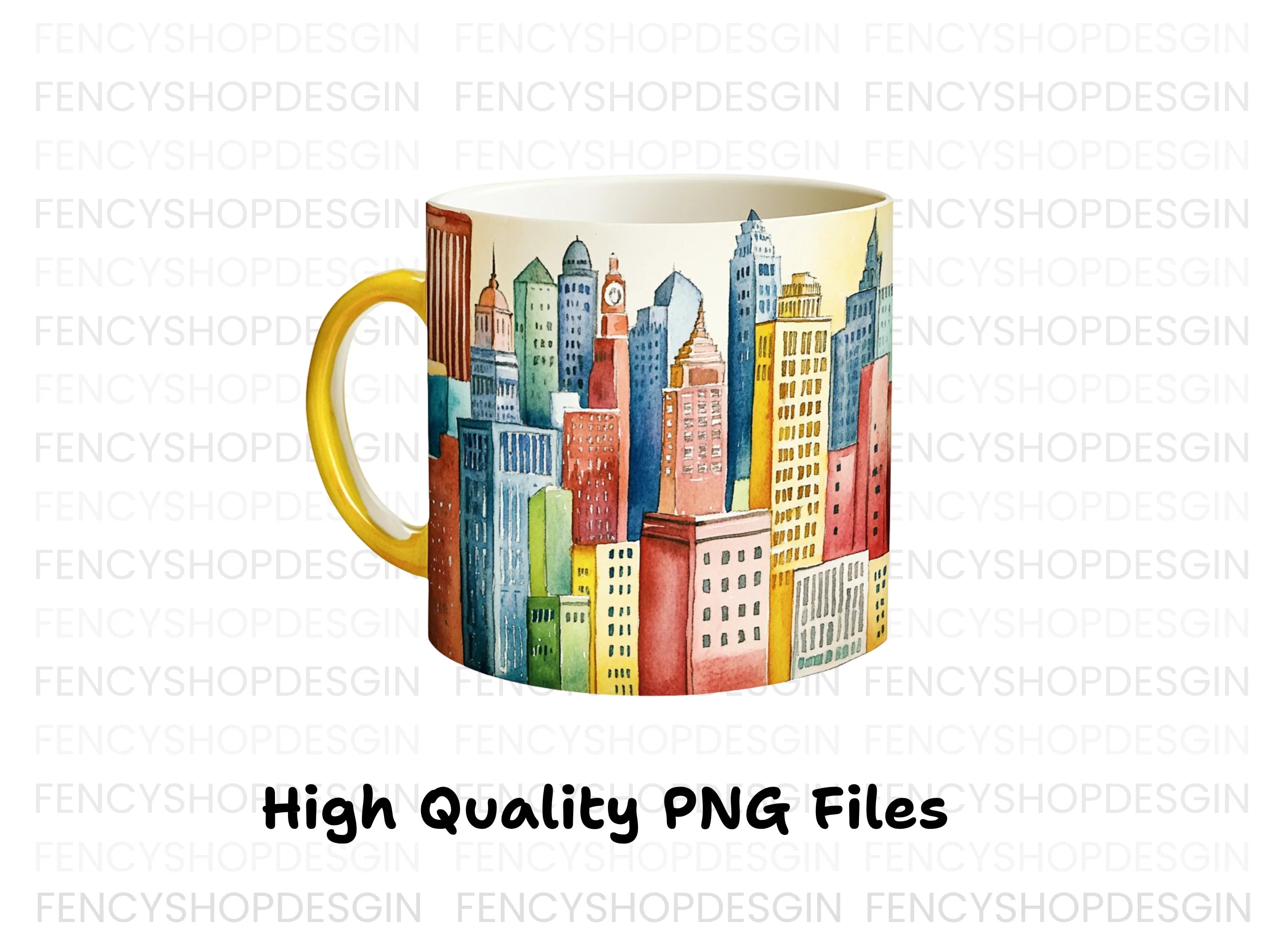 Colorful NYC Skyline Mugs Clipart Bundle