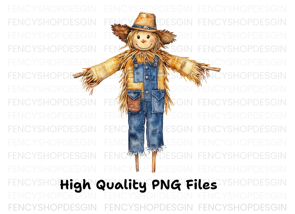 Denim Straw Scarecrow Clipart Bundle
