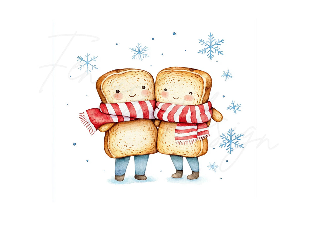 Cute Toast Friends Winter Clipart Bundle