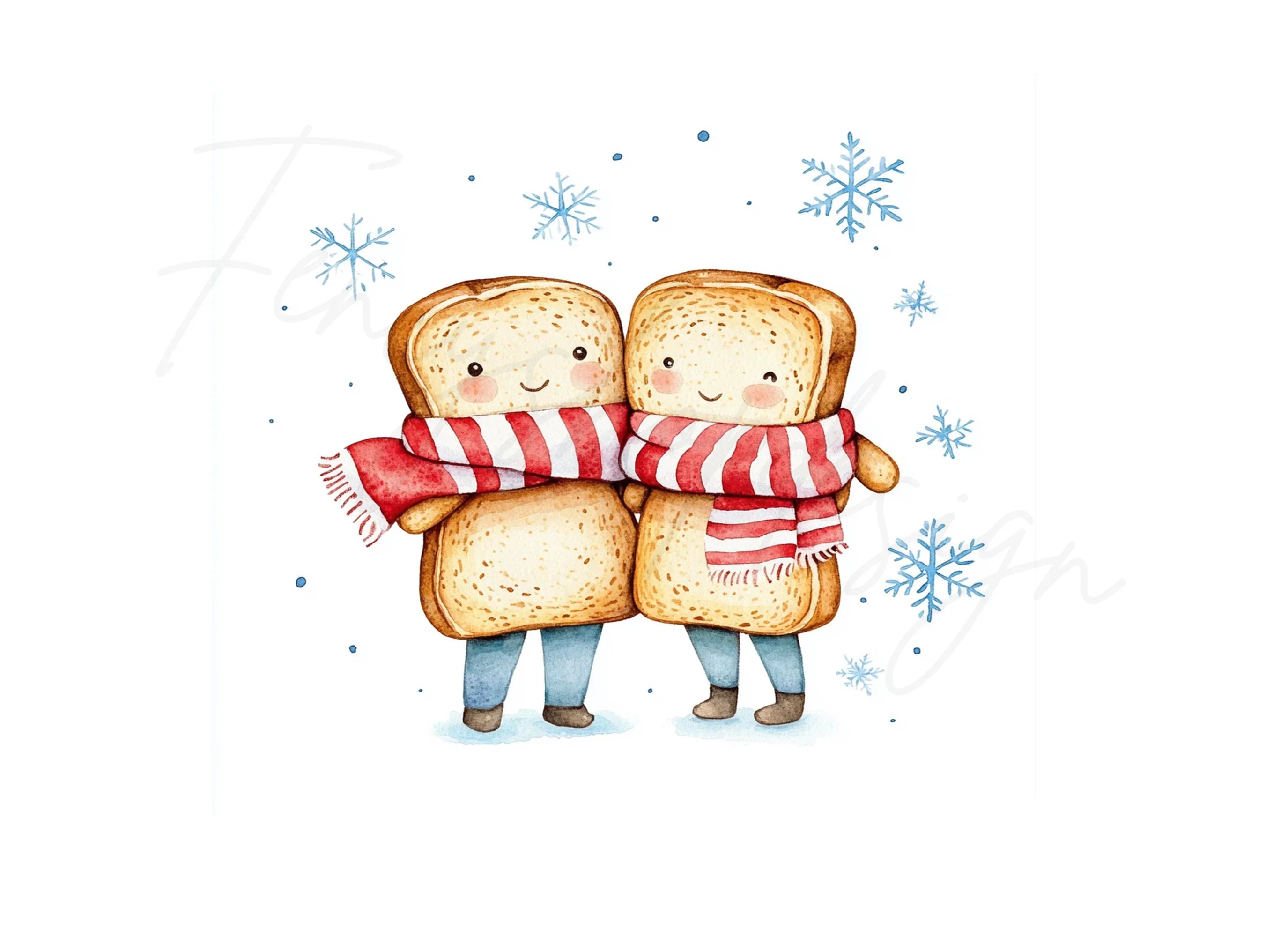 Cute Toast Friends Winter Clipart Bundle